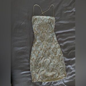 Windsor Sequin Short Homecoming Graduation Dress - Tan